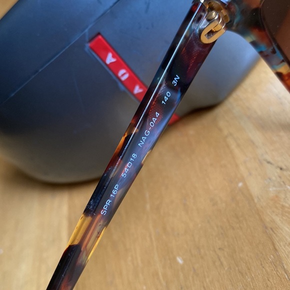 PRADA sunglasses SPR 16P NAG BROWN TEAL 140mm pre-owned, with case - Picture 4 of 13